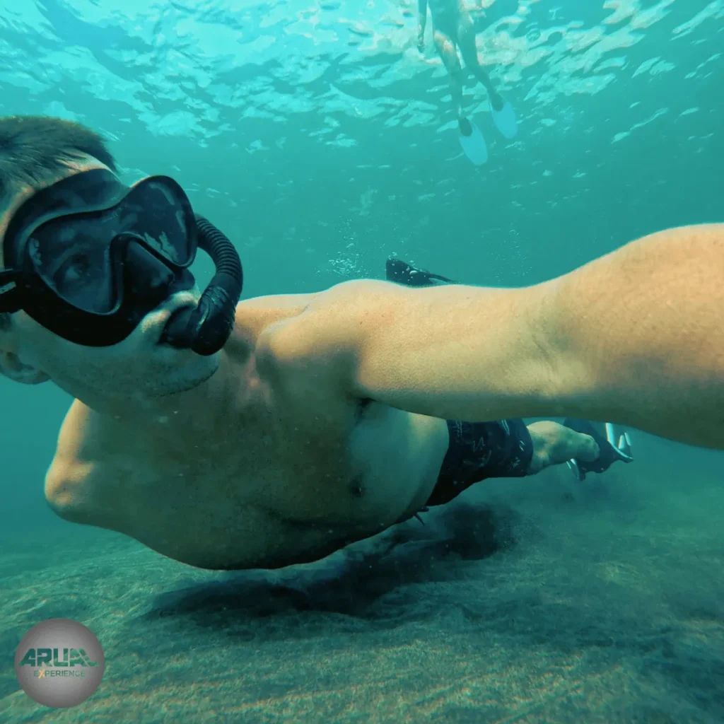 Clientes disfrutando del snorkel en auténticas aguas turquesas.